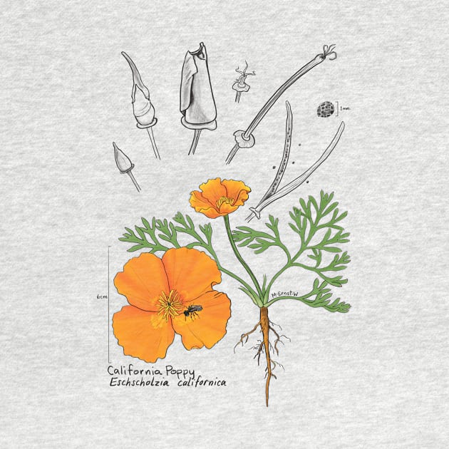 California Poppy Botanical - tan by mernstw